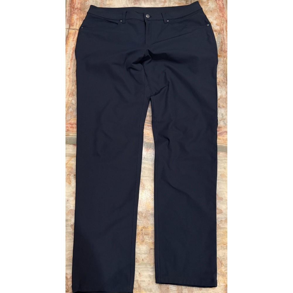 Lululemon Mens ABC Chino Pants Black Warpstreme 5-Pocket Design Slim Fit Size 35